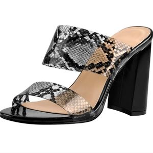 Richealnana Women's Clear Snake Print Strap Slipper